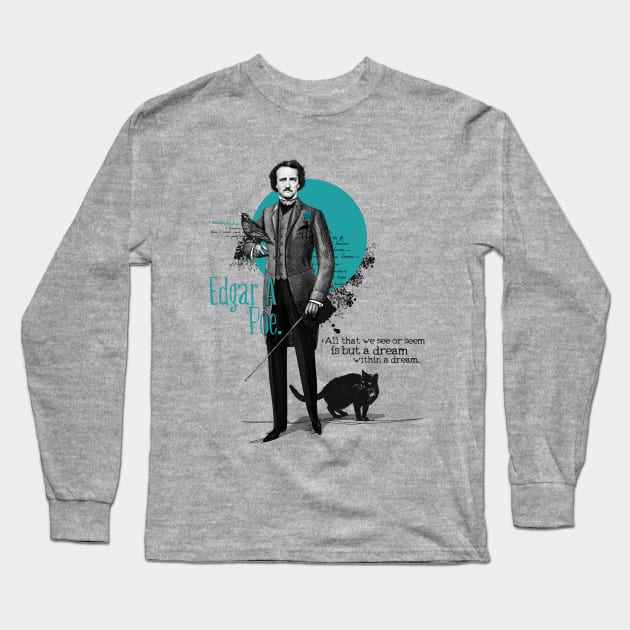 Edgar Allan Poe Long Sleeve T-Shirt by Ikographik